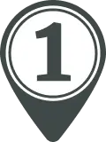 icon of map pin with #1