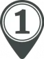 icon of map pin with #1